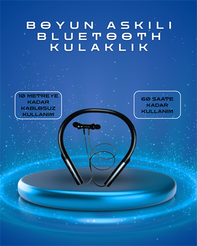 Polygold PG-100 Type-C Şarjlı Bluetooth Kulaklık – Boyun Askılı, Uzun Pil Ömürlü, Mikrofonlu