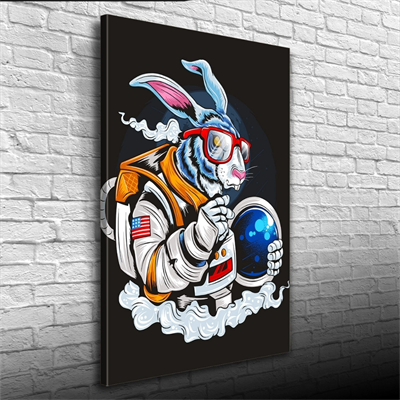 Pop Art Tarzı Astranot Tavşan Kanvas Tablo 50 x 70