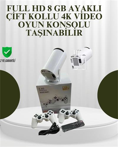 Portatif 4K Projeksiyon – 4.000 Uygulama, Kablosuz Yansıtma ve Bluetooth 5.0