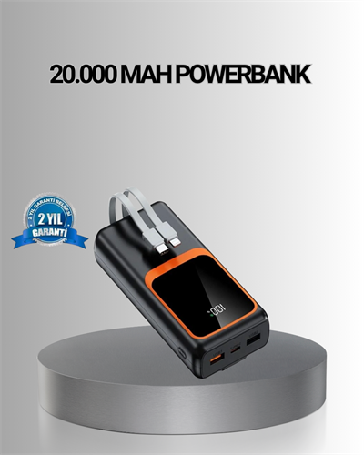 Powerbank 20000 mAh Yüksek Kapasiteli ve 22.5W Hızlı Şarj Destekli
