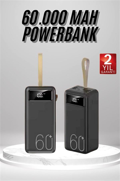 Powerbank 60.000 Mah Taşınabilir Şarj Hızlı El Fenerli Dijital Göstergeli
