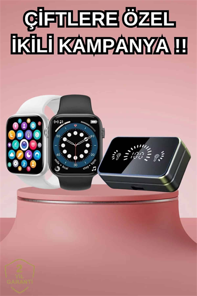 Powerbank Bluetooth Kulaklık Ve Yeni Model Akıllı Saat Seti ANC Özelliği Dokunamatik