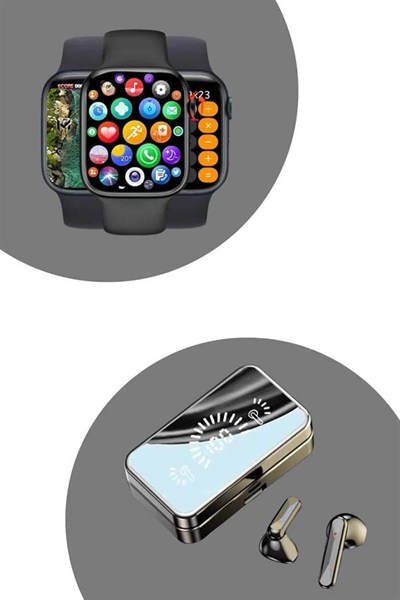 Powerbank Bluetooth Kulaklık Ve Yeni Model Akıllı Saat Seti ANC Özelliği Dokunamatik