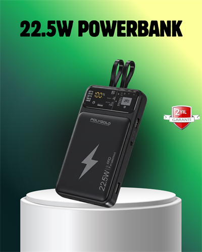 Powerbank Dahili Ekranlı 10000 mAh Çift Kablolu