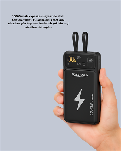 Powerbank Hızlı Şarj 10000 mAh Dahili Kablo
