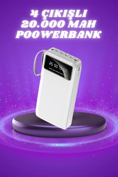 Powerbank Şarj Cihazı 4 Çıkışlı 20.000 MAH Powerbank Taşınabilir Çoklu Giriş