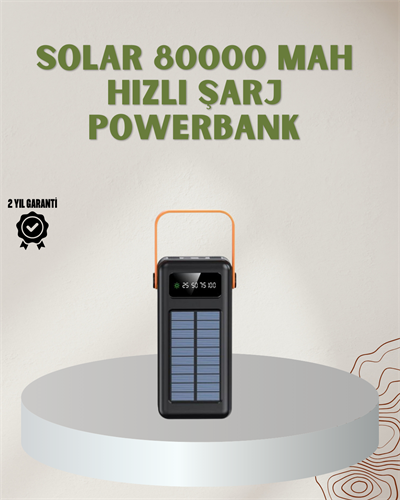 Powerbank Solar Fenerli Çoklu Kablolu Taşınabilir Şarj Aleti