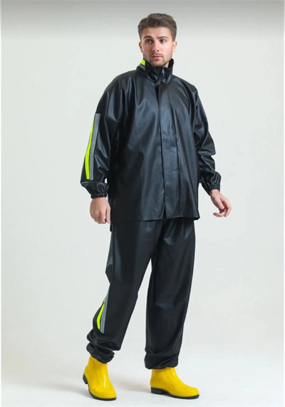 Premium Motorcu Kurye Yağmurluk Takım Su Geçirmez PVC Kumaş Reflektörlü TÜBİTAK Onaylı - Siyah