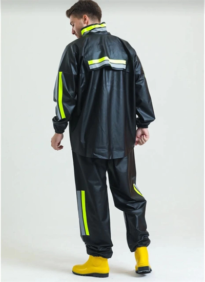 Premium Motorcu Kurye Yağmurluk Takım Su Geçirmez PVC Kumaş Reflektörlü TÜBİTAK Onaylı - Siyah