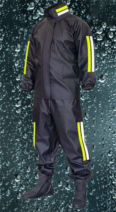 Premium Motorcu Kurye Yağmurluk Takım Su Geçirmez PVC Kumaş Reflektörlü TÜBİTAK Onaylı - Siyah