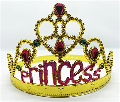 Prenses Yazılı Altın Renk Ayarlanabilir Parti Tacı