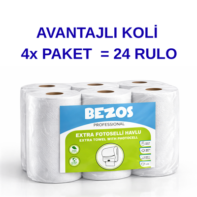 Professional Fotoselli Havlu 24 Rulo – 2 Katlı %100 Selüloz 21 cm Endüstriyel Kağıt Havlu 4X6 Rulo