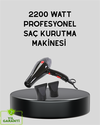 Profesyonel 2200W Fön Makinesi – AC Motorlu, Hızlı Kurutma, Hafif Tasarım