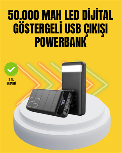Profesyonel 50.000 mAh Powerbank – Aynı Anda Birden Fazla Cihaz Şarj Eden, Dayanıklı ve Güvenli Taşınabilir Şarj Cihazı