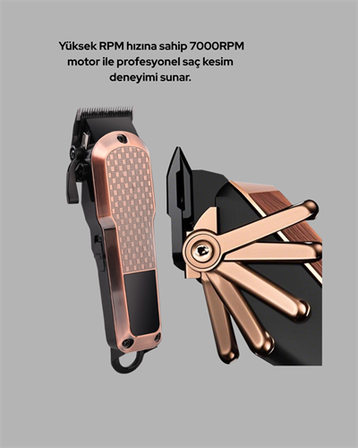 Profesyonel 7000RPM Saç Kesim Makinesi – Type-C Şarjlı, LCD Ekranlı, 4 Kademeli Ayar