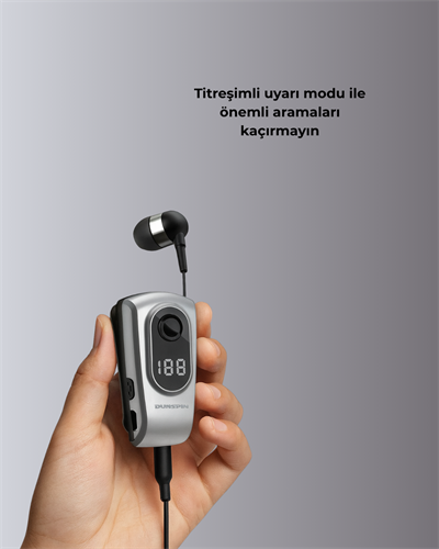 Profesyonel Bluetooth Kulaklık – Klipsli, Titreşimli, Dijital Göstergeli