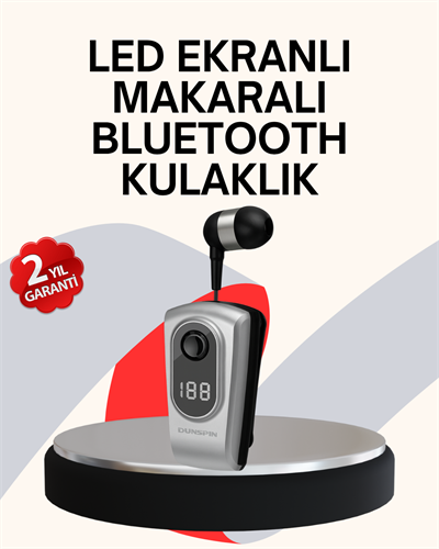 Profesyonel Bluetooth Kulaklık – Klipsli, Titreşimli, Dijital Göstergeli