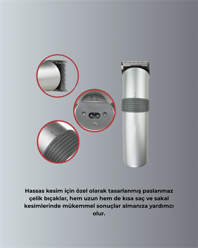 Profesyonel Erkek Tıraş Makinesi – Kablosuz, Paslanmaz Bıçaklı ve Tam Aksesuar