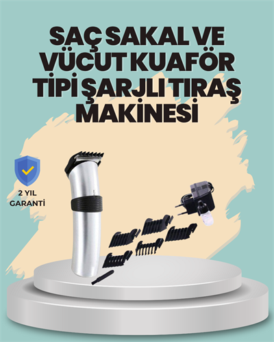 Profesyonel Erkek Tıraş Makinesi – Kablosuz, Paslanmaz Bıçaklı ve Tam Aksesuar