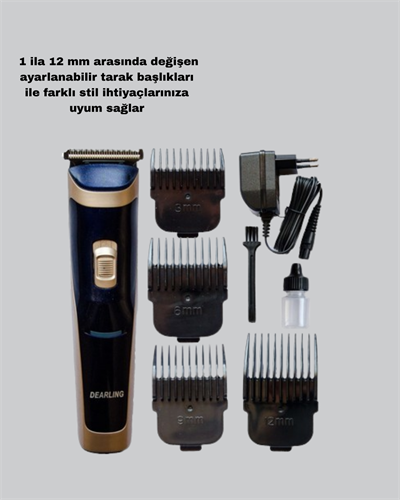 Profesyonel Şarjlı Saç ve Sakal Kesme Makinesi – Unisex, 12 mm Ayarlanabilir Başlık