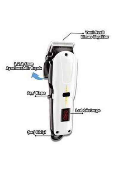 Profesyonel Şarjlı Tıraş Makinesi Turbo Kablosuz Saç Kesme Makinesi