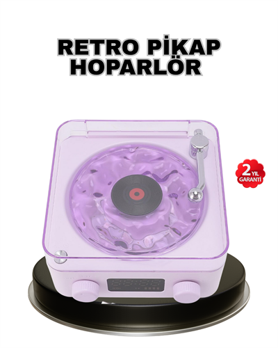 Projektör Işıklı Retro Hoparlör Bluetooth AUX USB Hafıza Kartlı 360° Sesli Şarjlı