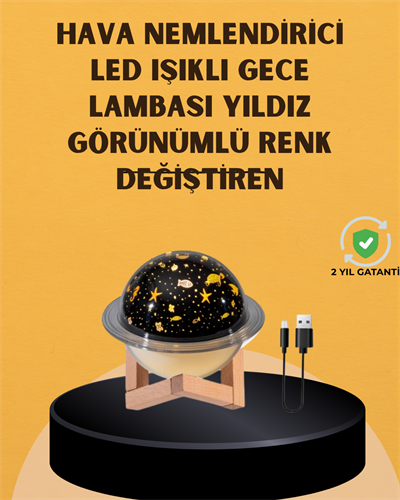 Projektör ışıklı, aromaterapi uyumlu mini masaüstü hava nemlendirici cihaz