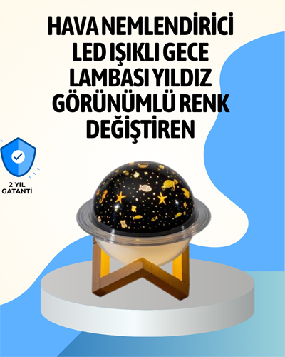 Projektör ışıklı ve aromaterapi destekli taşınabilir nemlendirici cihaz USB bağlantılı