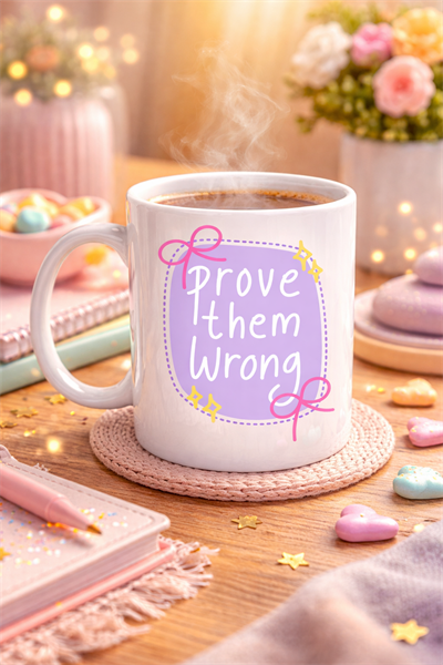 Prove Them Wrong Porselen Kupa MODEL 128 – Motivasyon Mesajlı Kahve Kupası, İlham Veren Hediye, Ofis & Ev Kullanımı