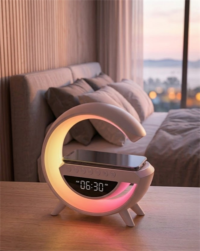 RGB Gece Lambalı Kablosuz Şarj Cihazlı Bluetooth Hoparlör Dijital Saat