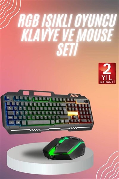 RGB Işıklı   Klavye Q Klavye Mouse Hediyeli