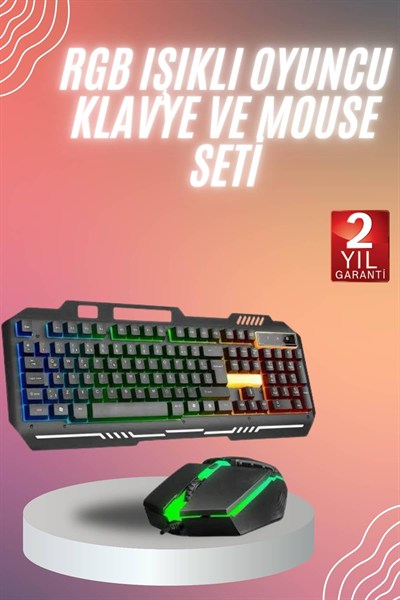 RGB Işıklı   Klavye Q Klavye Mouse Hediyeli