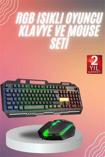 RGB Işıklı Gaming Oyuncu Klavye Q Klavye Mouse Hediyeli