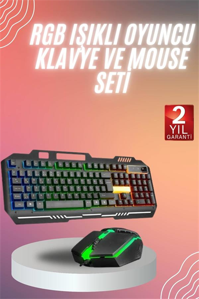 RGB Işıklı Gaming Oyuncu Klavye Q Klavye Mouse Hediyeli