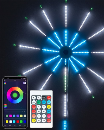 RGB LED Duvar Dekoru Sökülebilir Kollu Havai Fişek Işık Sistemi