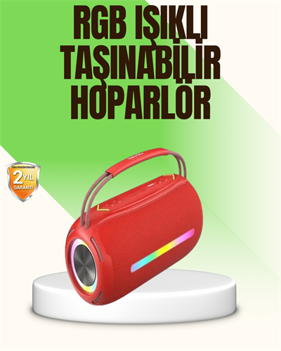 RGB LED Işıklı 20W Taşınabilir Bluetooth Hoparlör IPX6 Suya Dayanıklı