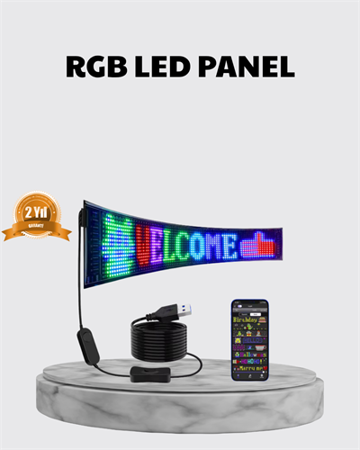 RGB LED Panel – Çok Renkli, Kumandalı, USB Bağlantılı Yazı ve GIF Gösterimli Akıllı Lamba