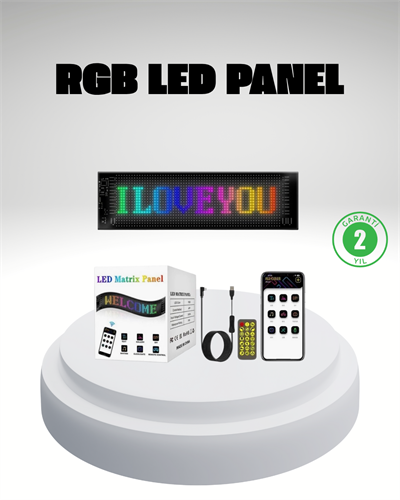 RGB LED Panel – Mobil Uyumlu, Yazı ve GIF Destekli, USB Bağlantılı Dekoratif Ekran