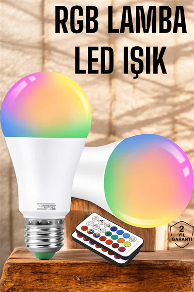 RGB Led Lamba Led Işık Ampul Renk Değiştirebilen 100 Watt