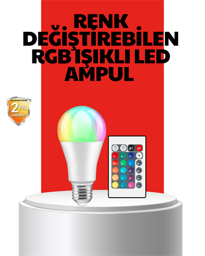 RGB Uzaktan Kumandalı LED Ampul 16 Renkli A Kalite Orijinal