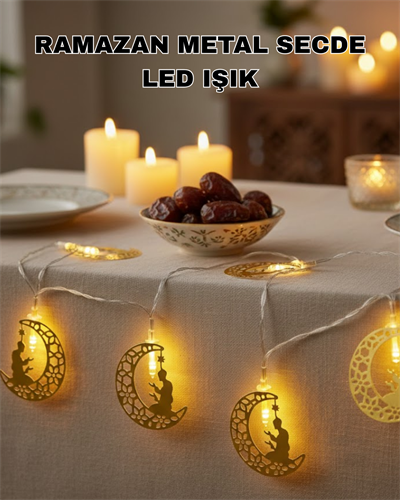 Ramazan Temalı Ay İçinde Secde Eden Adam LED Peri Işığı