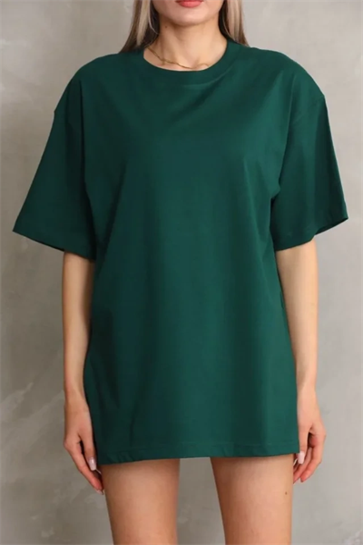 Regular Fit Tişört Bisiklet Yaka Yazlık Kısa Kol Basıc T-Shirt - Yeşil