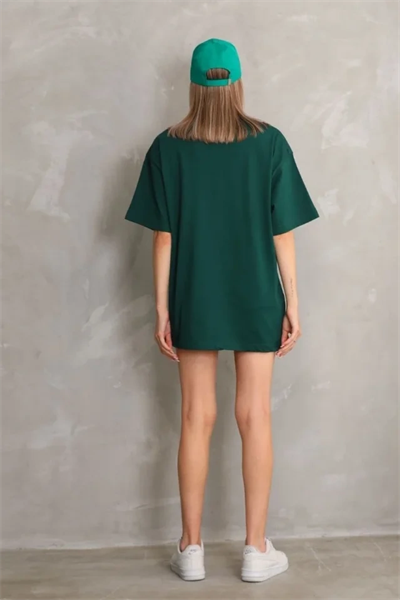 Regular Fit Tişört Bisiklet Yaka Yazlık Kısa Kol Basıc T-Shirt - Yeşil