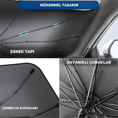 Renault Symbol, Dacia Sandero, Opel Corsa, Ford Ka, Peugeot 208 Uyumlu Oto Şemsiye