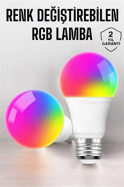 Renk Değiştirebilen RGB Işıklı Led Ampul A+Enerji 15 Watt Led Işık