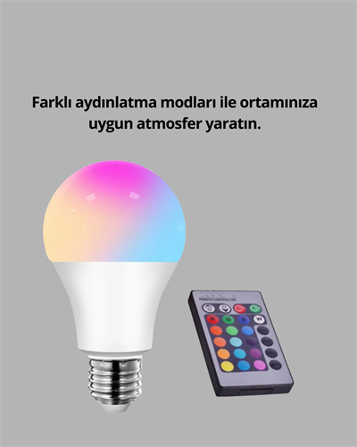 Renk Değiştiren RGB LED Ampul 16 Renk Uzaktan Kumandalı 2025 Model