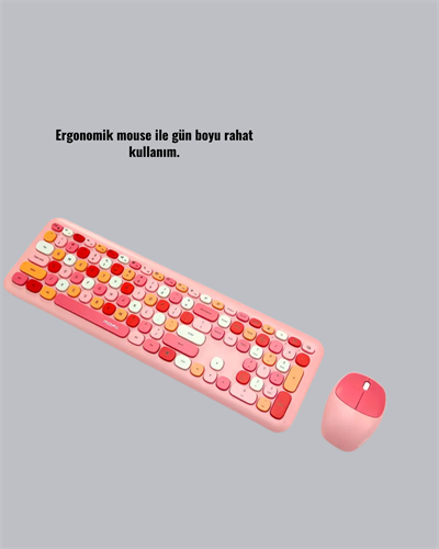 Renkli Retro Tuş Takımlı Klavye – 3 Cihaz Bağlantısı, Medya Kısayol Tuşları