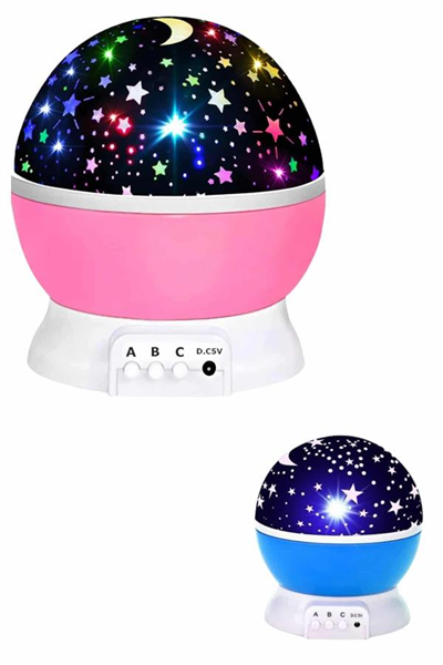 Renkli Yıldızlı Gökyüzü Projeksiyon Gece Lambası Pilli ve USB Kablolu