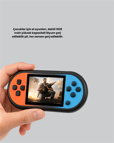 Retro 520 Oyunlu Taşınabilir Konsol HD Ekran USB Şarjlı