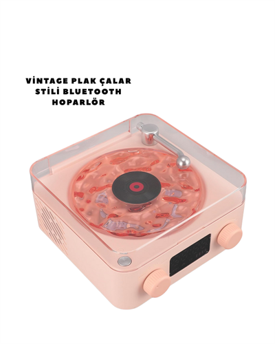Retro Bluetooth Hoparlör PEMBE